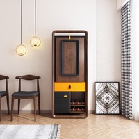 Meuble de rangement moderne de type nouveau, en bois de noyer, comptoir de bar à vin avec table pliante