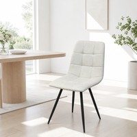 Chaise d'appoint matelassée à carreaux de luxe léger, prix direct de gros, chaise de salle à manger moderne en mousse haute densité avec pieds en fer, pour la maison, le bureau et le parc