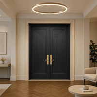 Porte intérieure double en bois massif classique pour salon et bureau de maison traditionnelle