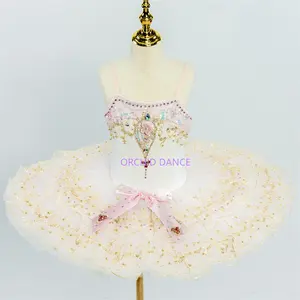 专业高品质12层定制尺寸儿童女孩胡桃夹子表演穿花式白色芭蕾短裙服装