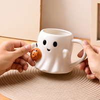 Mug en céramique fantaisie pour Halloween : Citrouille, Fantôme, Elfe mignon, Tasse à eau amusante, Cadeau créatif pour la décoration de fête à la maison