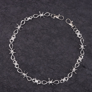 Cadena de cintura yueli con diseño de púas, plata tibetana, de una sola capa, estilo hip hop, accesorio de moda casual. - Product Image 3