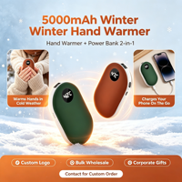 Batterie externe chauffe-mains personnalisable de 5000 mAh, format de poche compact pour femmes en hiver et chargeur de téléphone