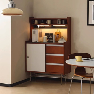 Solid Wood Sideboard Living Room Cabinet With Storage And Coffee Maker Multifunctional Wall Mounted Design For Small Apartment - Product Image 2