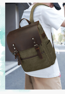 Unisex Outdoor <strong>Canvas</strong> with Crazy Horse Leather <strong>Backpack</strong> Custom Logo High Quality Waxed <strong>Canvas</strong> Laptop <strong>Backpack</strong> - Product Image 6