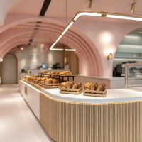 Elegante Rosa Luxus-Vitrine für Bäckereien mit LED-Beleuchtung, Multifunktionale Gebäckvitrine, Umweltfreundliches und Pflegeleichtes Design für