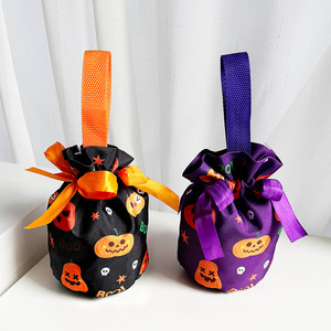 Bolsas de Lona Impermeables con Cordón para Dulces de Halloween, Diseño de Calabaza y Fantasma, Bolsa de Regalo con Asa para Niños, Venta al Por Mayor - Product Image 4