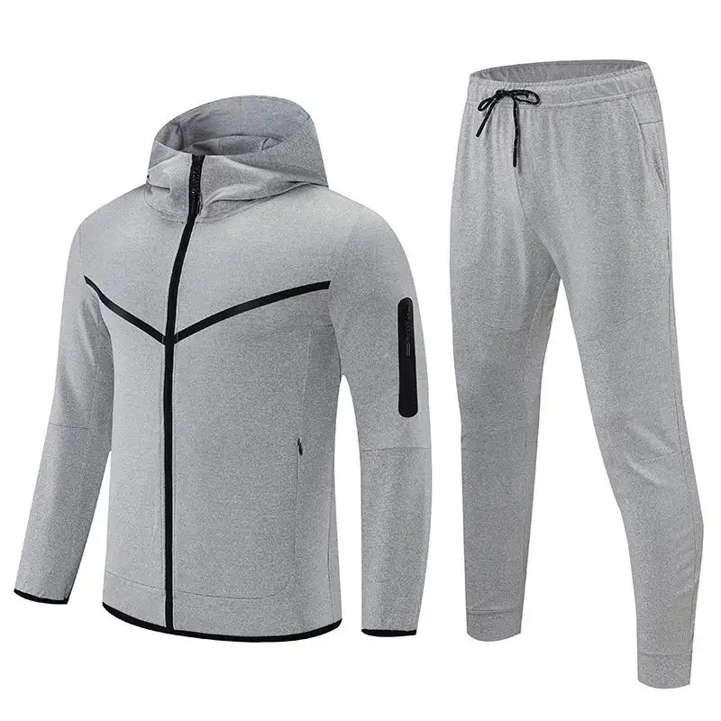 Bestseller einfarbige Fitness-Herren-Training Voll-Reifenstift-Jacke und Jogginganzug Zweiteiliges Sport-Trainingsanzug-Set