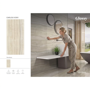 Grey Golden Carrara Marble Porcelain Tiles 600x1200mm High Gloss Luxury Interior Floor <b>Wall</b> Collection - Product Image 3