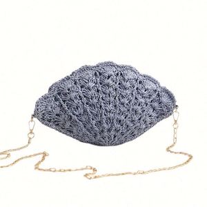 Nuevo Bolso de Playa de Paja con Forma de Concha para Mujer, Hecho a Mano, Estilo Cruzado - Product Image 5