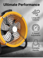 Ventilateur axial industriel à 3 vitesses réglables, grand volume d'air pour la ventilation et le refroidissement des entrepôts, ateliers et garages