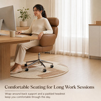 Chaise de bureau en cuir avec appui-tête et accoudoirs, pivotante et à roulettes, pour la maison, le bureau, le salon, la salle d'étude, la chambre, la coiffeuse, le coin lecture