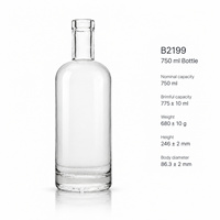 Bouteille en verre vide de 700 ml à large ouverture pour spiritueux (Whisky, Rhum, Gin, Vodka) – Modèle classique et élégant du fabricant