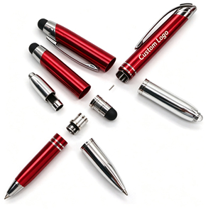 Stylo publicitaire multifonctionnel durable avec logo personnalisé, 2 en 1, stylo à bille en métal, écran tactile capacitif, cadeau d'affaires - Product Image 2