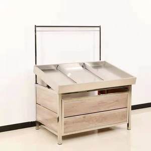 บูธพับได้แบบพกพา โต๊ะเคาน์เตอร์คีออสก์ ขายดี เหมาะสำหรับงานแสดงสินค้า พร้อมชั้นวางผลไม้และโต๊ะวางผักและถังใส่ผลไม้ - Product Image 4