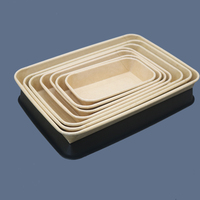 Bandeja Rectangular Grande Desechable de Papel Kraft Reciclado para Sushi con Tapa, Recubrimiento UV, Laminado Mate y Grabado en Relieve para Fideos, Patatas Fritas y Alimentos para Bebés