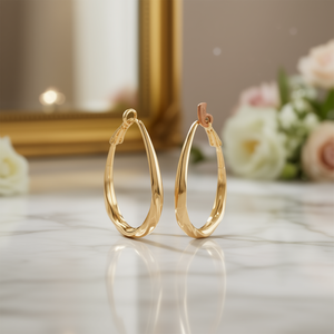 Pendientes de Aro Dorados de Oro Sólido de 18K, Clásicos para Mujer, Uso Diario, Talla Pequeña - Product Image 2