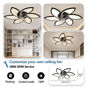 Ventilateur <span class=keywords><strong>de</strong></span> plafond moderne avec lumière, 6 vitesses, faible bruit, télécommande, LED, compatible AC 220V, design moderne, chambre, salle à manger - Product Image 4