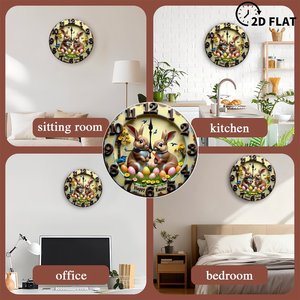 Round Wooden Wall <b>Clock</b> 25cm <b>Silent</b> Quartz Home Hotel Decoration - Product Image 5