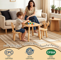 Table d'étude multifonctionnelle robuste en bois, ensemble table et chaises pour enfants, ensemble table et chaises en bois avec animaux