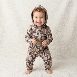 Combinaison à capuche camouflage pour bébé, sans manches, fermeture éclair, respirante, en soie de lait/coton, unisexe, vêtements décontractés d'été - Product Image 1