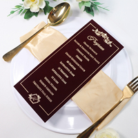 Carte d'agenda de mariage en velours rouge bordeaux, personnalisée avec bordure vintage dorée, imprimée pour mariage et fête d'anniversaire