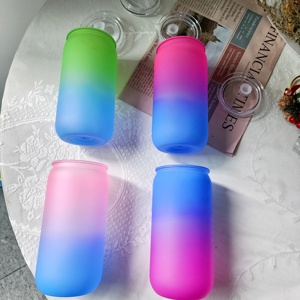 16oz Ombre Frosted nhựa cách nhiệt Acrylic bia kính số lượng lớn Tumblers với nắp rơm dupes UV dtf kháng Màu chai - Product Image 5