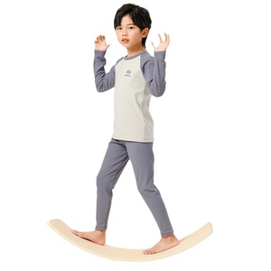 Ensemble de <span class=keywords><strong>pyjama</strong></span> thermique pour enfants, garçons, filles, adolescents, automne-hiver, polyester, hauts et pantalons à blocs de couleur raglan - Product Image 5