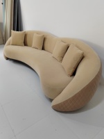 Canapé en velours courbé minimaliste italien, ensemble modulable en forme d'arc, pour salon de villa, salon de beauté, canapé de luxe ondulé en bois