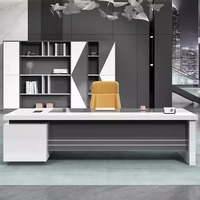 Table de patron moderne en bois blanc combinaison de chaises de bureau grand bureau debout simple pour la maison mobilier de bureau de superviseur