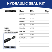 Kit de joints de cylindre à déplacement latéral 7X2825 compatible avec niveleuse CAT 14H, joints de réparation pour engins de construction routière Caterpillar