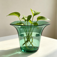 Pot de fleurs décoratif vert transparent de haute qualité en gros, jardinière de bureau peu encombrante pour l'intérieur de bureaux modernes