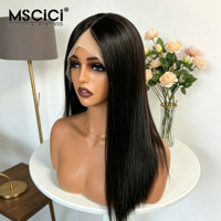 Perruque Bob en cheveux humains vierges brésiliens lisses, avec dentelle frontale HD 13x4, densité 180%, pré-épilée, noir naturel, pour femmes blanches