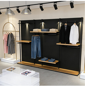 Étagère de présentation de luxe moderne en métal robuste, écologique, recyclable, <span class=keywords><strong>avec</strong></span> étagères en bois et éclairage LED, 3 niveaux - Product Image 5