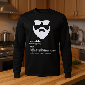 T-shirt à manches longues pour homme, avec motif de chef barbu, drôle, pour la cuisine - Product Image 3