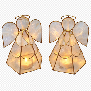 Portavelas de Concha de Capiz con Marco Dorado, Ligero, Decoración Religiosa Filipina para el Hogar, Regalo de Recuerdo para Navidad y Bodas, Resistente al Calor - Product Image 1