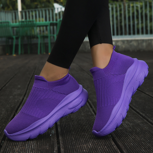 Chaussures à plateforme pour femmes, chaussettes à enfiler, tige en tissu extensible, doublure respirante, semelle légère en EVA, baskets confortables - Product Image 2