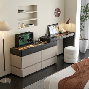 Italian Minimalist Dressing <b>Table</b> Extendable Flip <b>Top</b> <b>Mirror</b> Bedroom Vanity Storage Cabinet Adult Use - Product Image 1