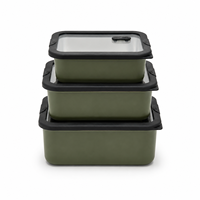 Boîte à lunch en acier inoxydable 304 avec couvercle en verre transparent, étanche et écologique, de couleur vert foncé, pour les employés de bureau