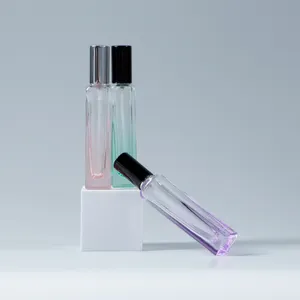 Frascos de vidro de perfume de fragrância personalizados para viagem com pulverizador, atomizador quadrado de 10ml vazio