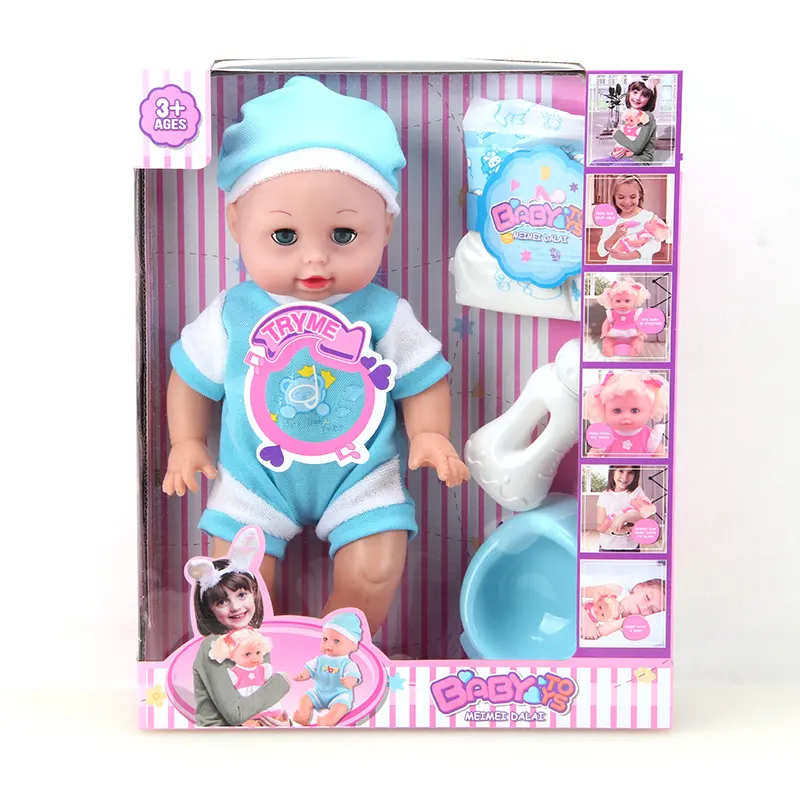 12.5 inch real looking silicone newborn vinyl baby dolls accessories diapers toilets feeding bottles with IC girls kids toys
