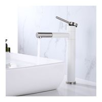 Robinet mitigeur de lavabo blanc rotatif en acier inoxydable 360