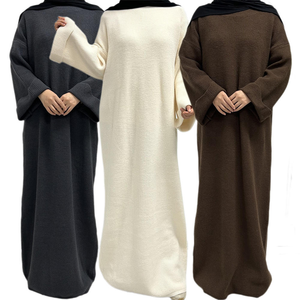 <span class=keywords><strong>New</strong></span> Áo Len Abaya Độ Dày Mùa Đông Dài Ăn Mặc Chất Lượng Cao Cổ Điển Hồi Giáo Quần Áo Sóng Cuff khiêm tốn Ấm Đóng Abaya - Product Image 1
