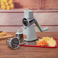 Râpe à tambour de table verte, râpe manuelle de cuisine pour le fromage et les légumes, râpe rotative avec lames en acier inoxydable pour la préparation des aliments