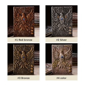 New Arrivals Hot Phoenix Cover Retro Notebook Size Manual <b>Diary</b> European Style Mythical Animal PU <b>Leather</b> Imitation Metal - Product Image 4