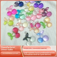Accessoires en résine pour cheveux faits à la main, transparents, lumineux, en forme de fruit de cerise, à dos plat, technique de goutte de colle