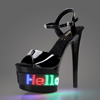 Talons hauts noirs femme 17cm talon fin style gothique sandales ouvertes d'été grande taille parfaites pour danse exotique disco