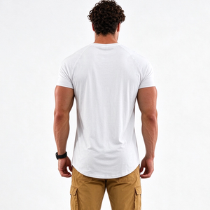 Camiseta Deportiva Ajustada para Hombre, Manga Regular, Tejido Elástico de Spandex/Algodón, Ecológica, Ropa Deportiva para Gimnasio - Product Image 5