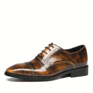 Latest Business Formal Stylish Brogue Men's Shoes With <b>Pointed</b> <b>Toes</b> Men Korean Style Trendy Leather Shoes Versatile Men Shoes - Product Image 6