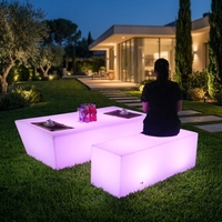 CAIQI Lampe de sol lumineuse en forme de table basse, lumière blanche chaude, en PVC, avec interrupteur, design contemporain